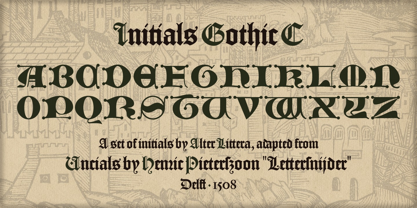 Przykład czcionki Initials Gothic C Regular